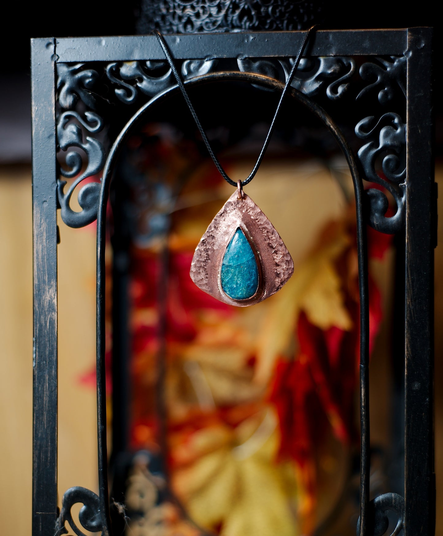 Pendentif Cuivre et Apatite bleue