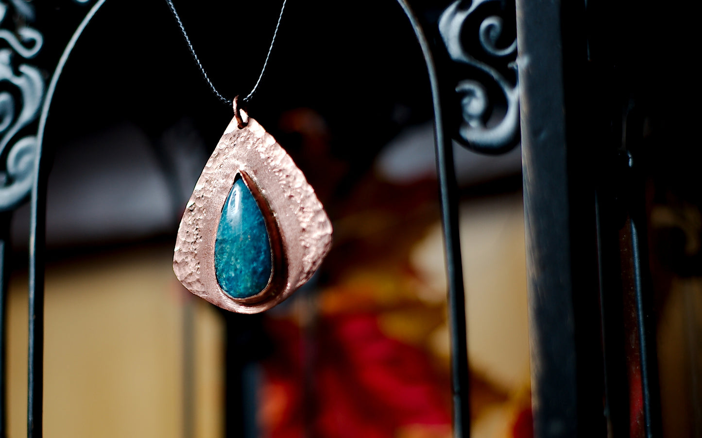 Pendentif Cuivre et Apatite bleue